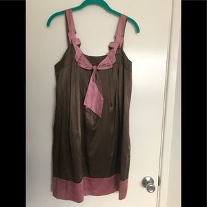 BCBG Maxazria size M pink and brown bow dress